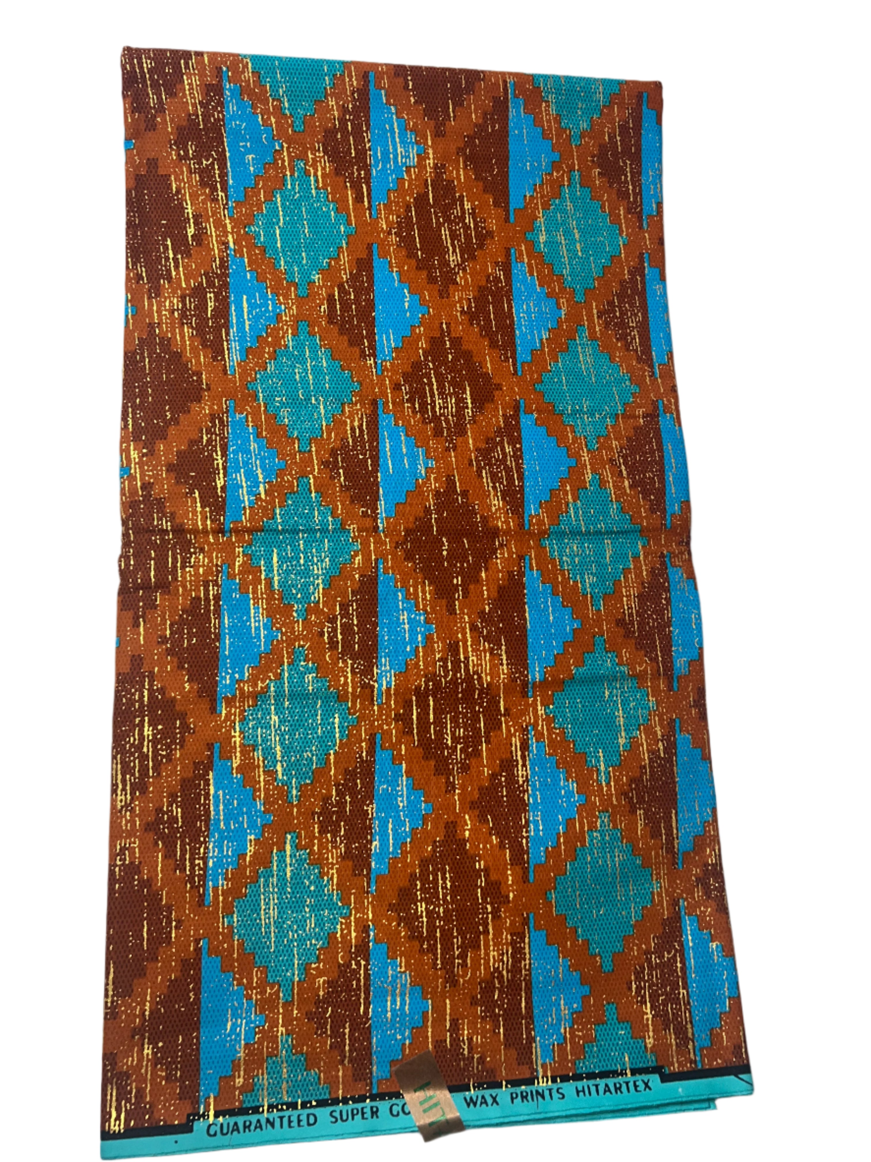 100% Cotton African Hitartex Ankara Print Fabric Wax motif kente blue, Traditional Ankara African Fabric for Sewing **ITEM SOLD by YARD**