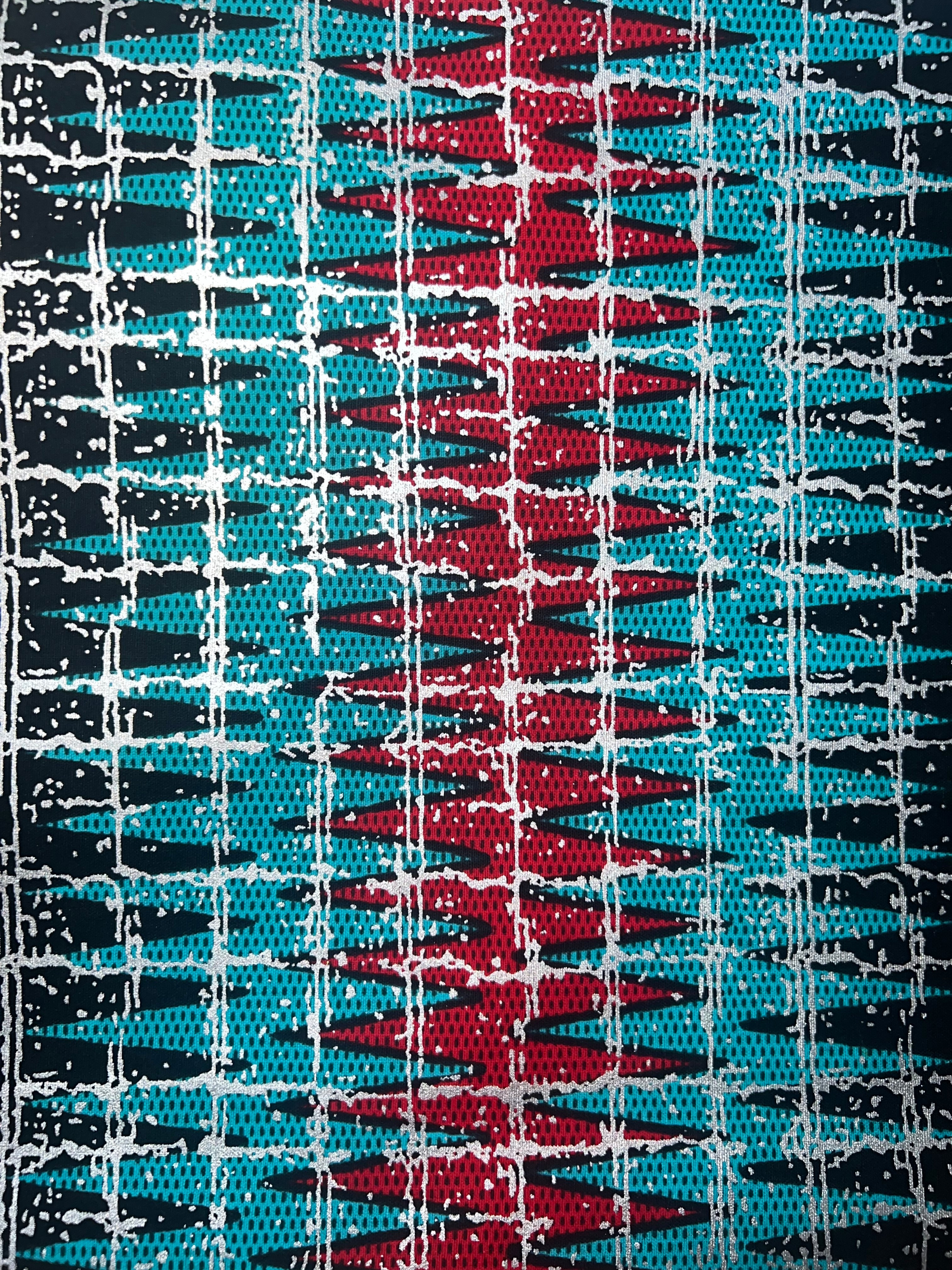 African Hitartex Ankara Print Fabric 100% Cotton Wax motif kente blue and red,  Ankara African Fabric for Sewing**ITEM SOLD by YARD**