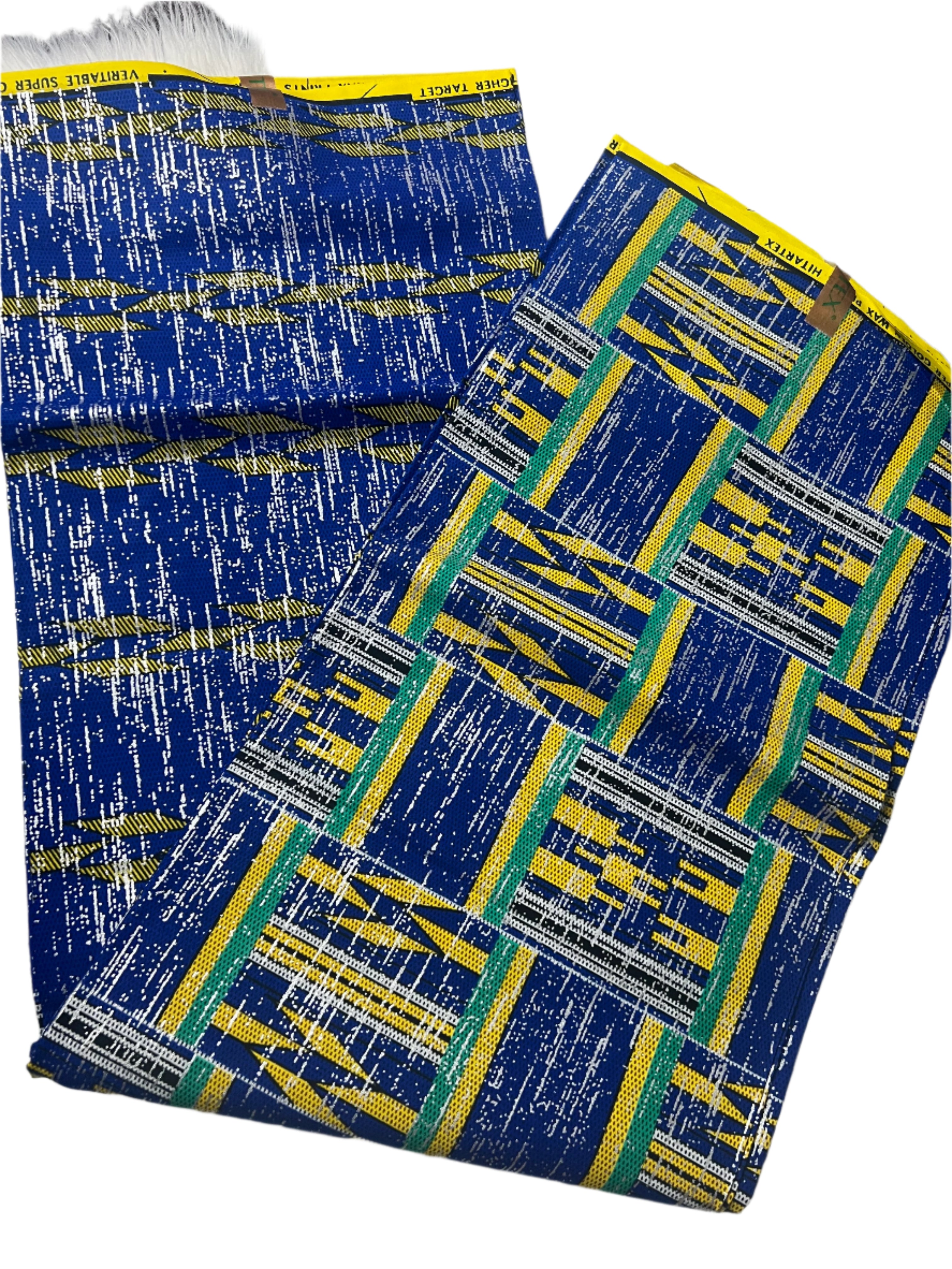 100% Cotton African Hitartex Ankara Print Fabric Wax motif kente blue, Traditional Ankara African Fabric for Sewing **ITEM SOLD by YARD**