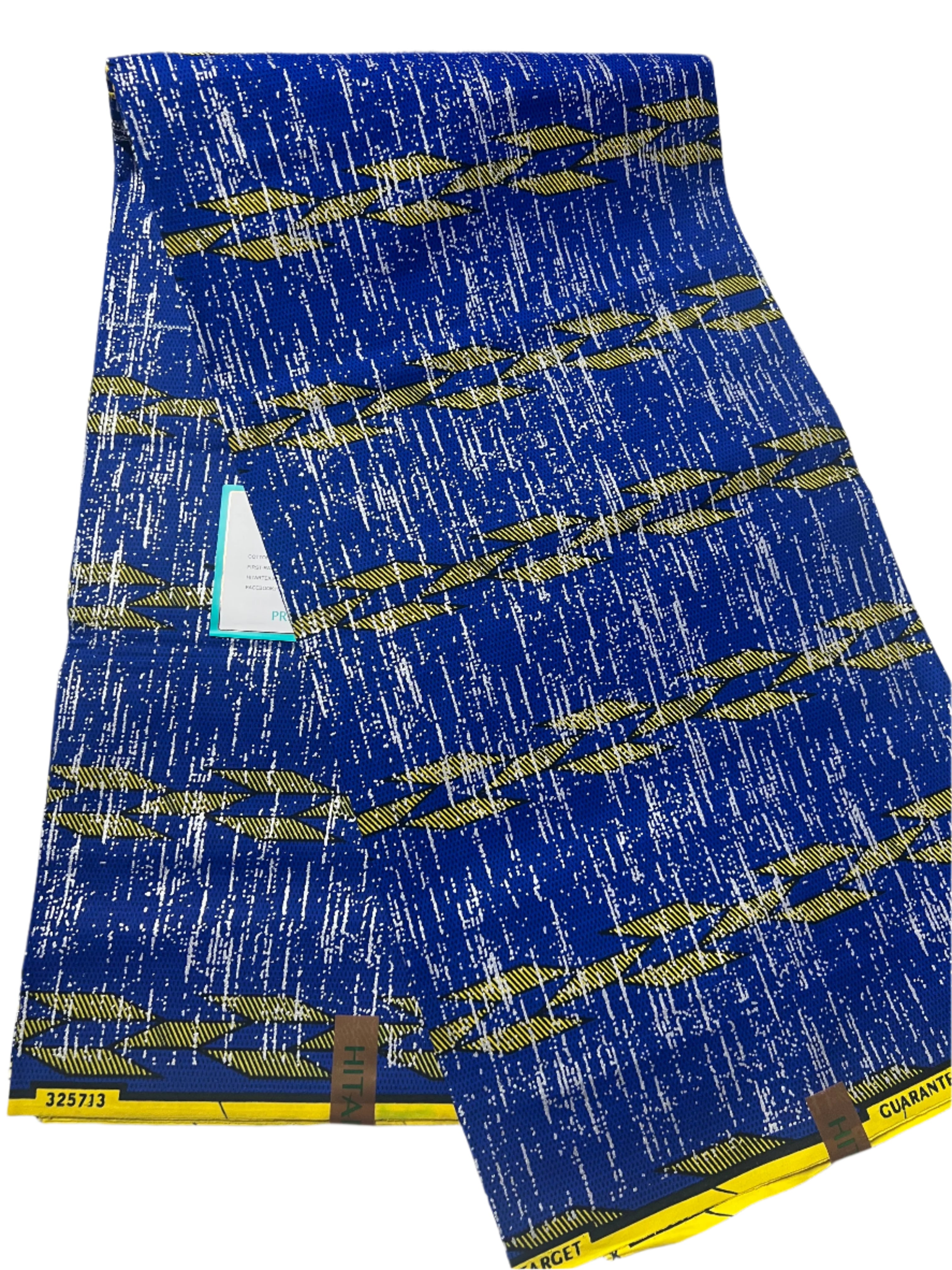 100% Cotton African Hitartex Ankara Print Fabric Wax motif kente blue, Traditional Ankara African Fabric for Sewing **ITEM SOLD by YARD**