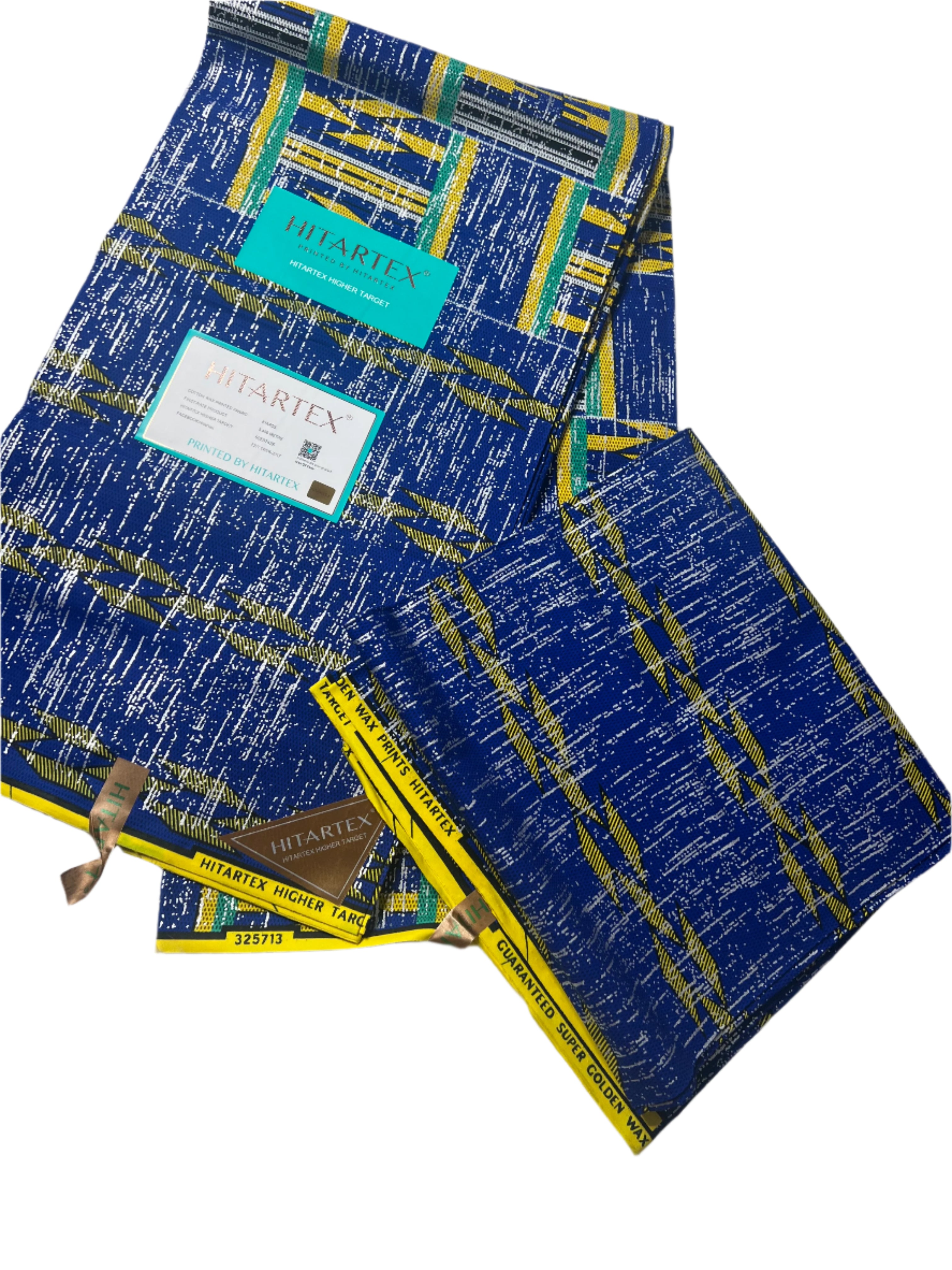 100% Cotton African Hitartex Ankara Print Fabric Wax motif kente blue, Traditional Ankara African Fabric for Sewing **ITEM SOLD by YARD**