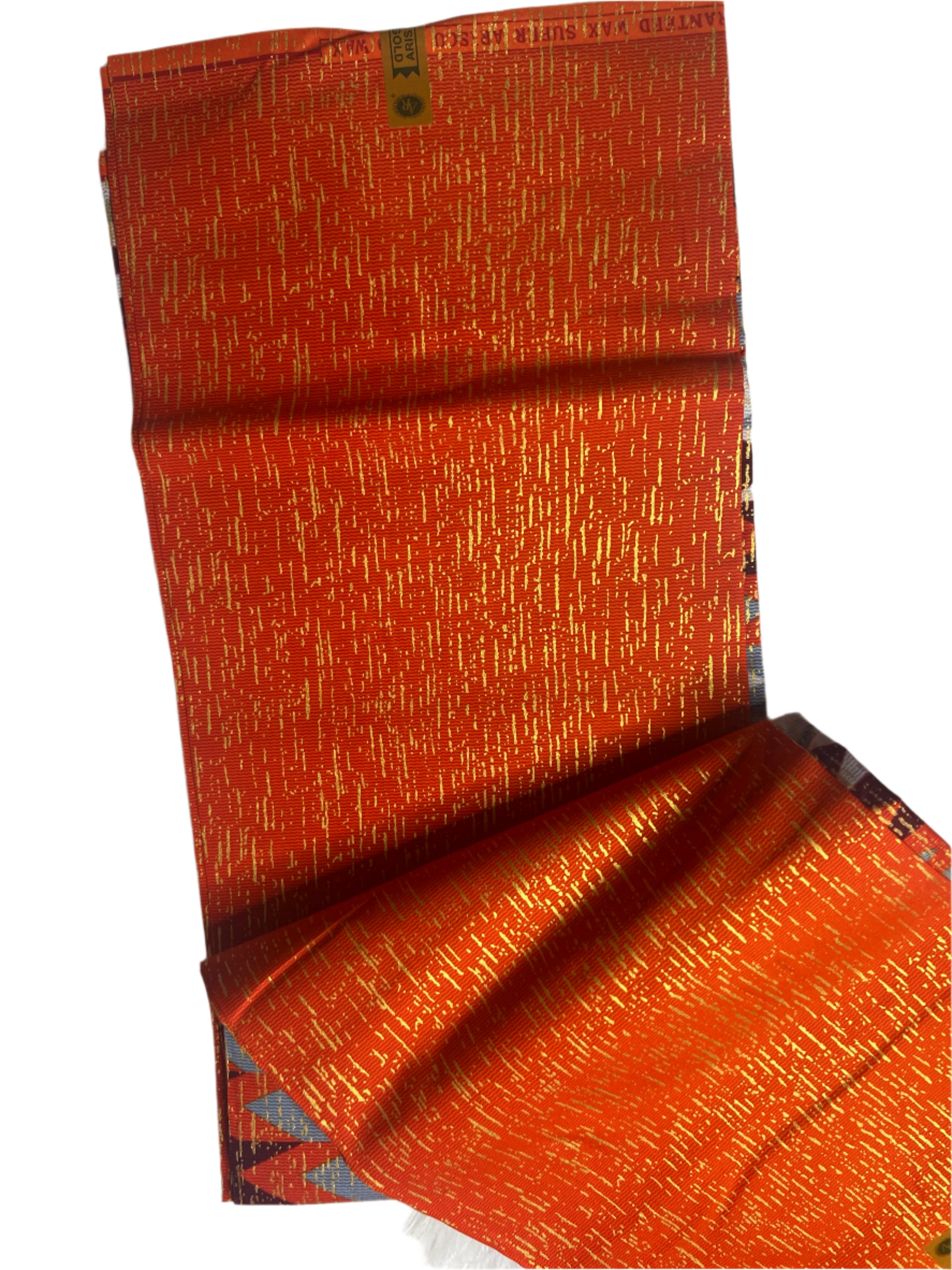 100% Cotton African Hitartex Ankara Print Fabric Wax motif kente Orange, Traditional Ankara African Fabric for Sewing **ITEM SOLD by YARD**