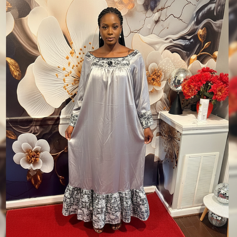Silver Serenity Luxe Shift Dress