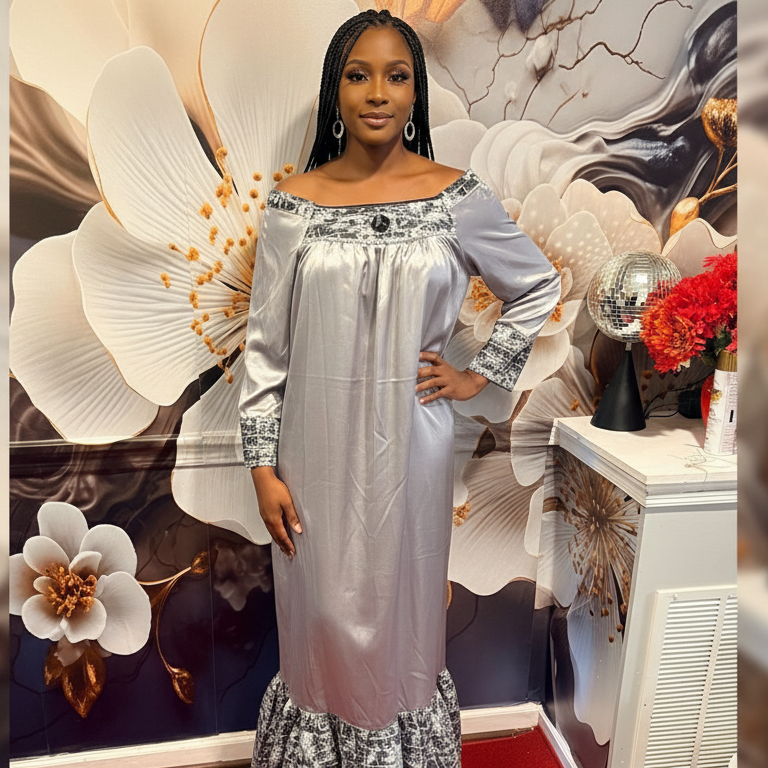 Silver Serenity Luxe Shift Dress