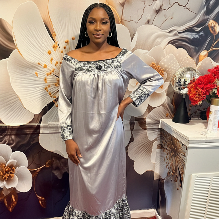 Silver Serenity Luxe Shift Dress