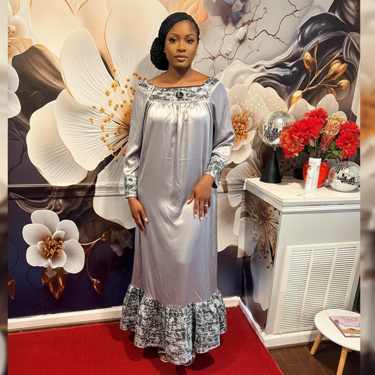 Silver Serenity Luxe Shift Dress