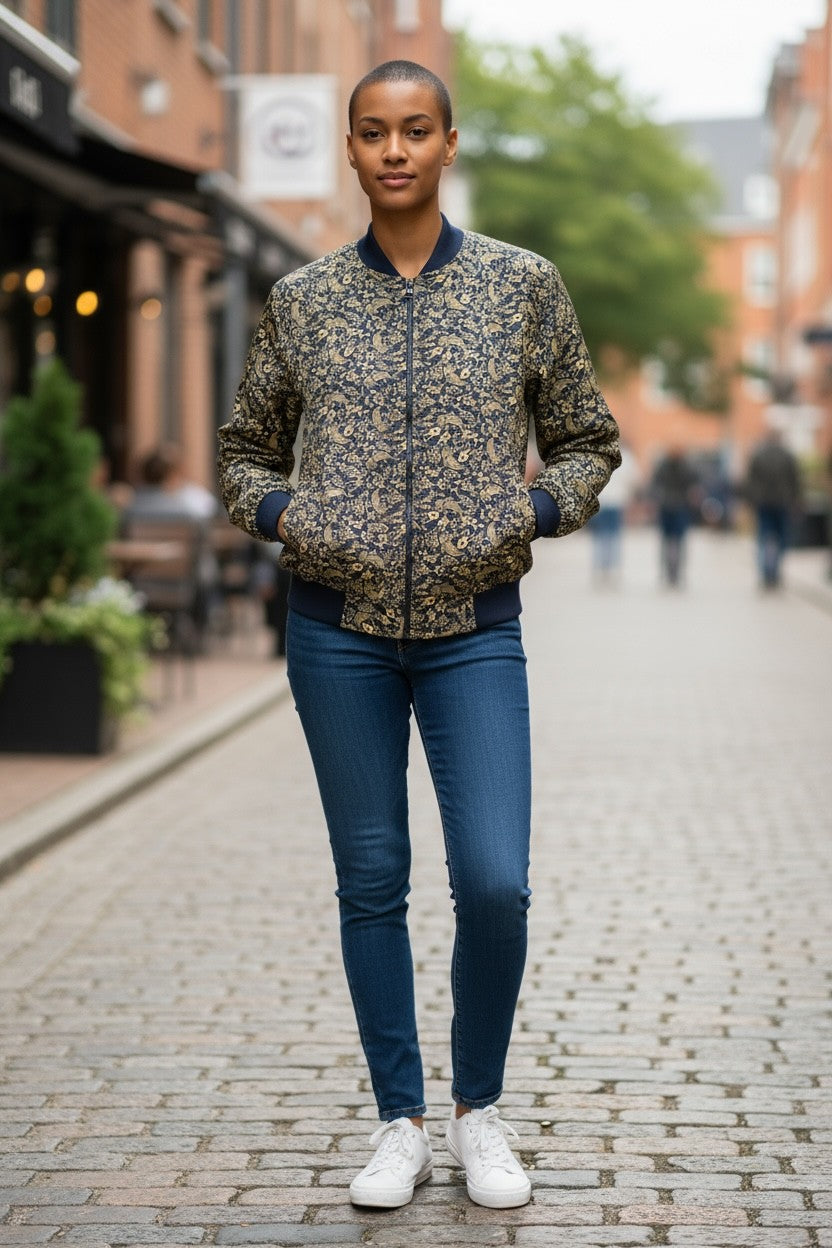 Elsa Reversible Bomber Jacket Papyrus/Navy