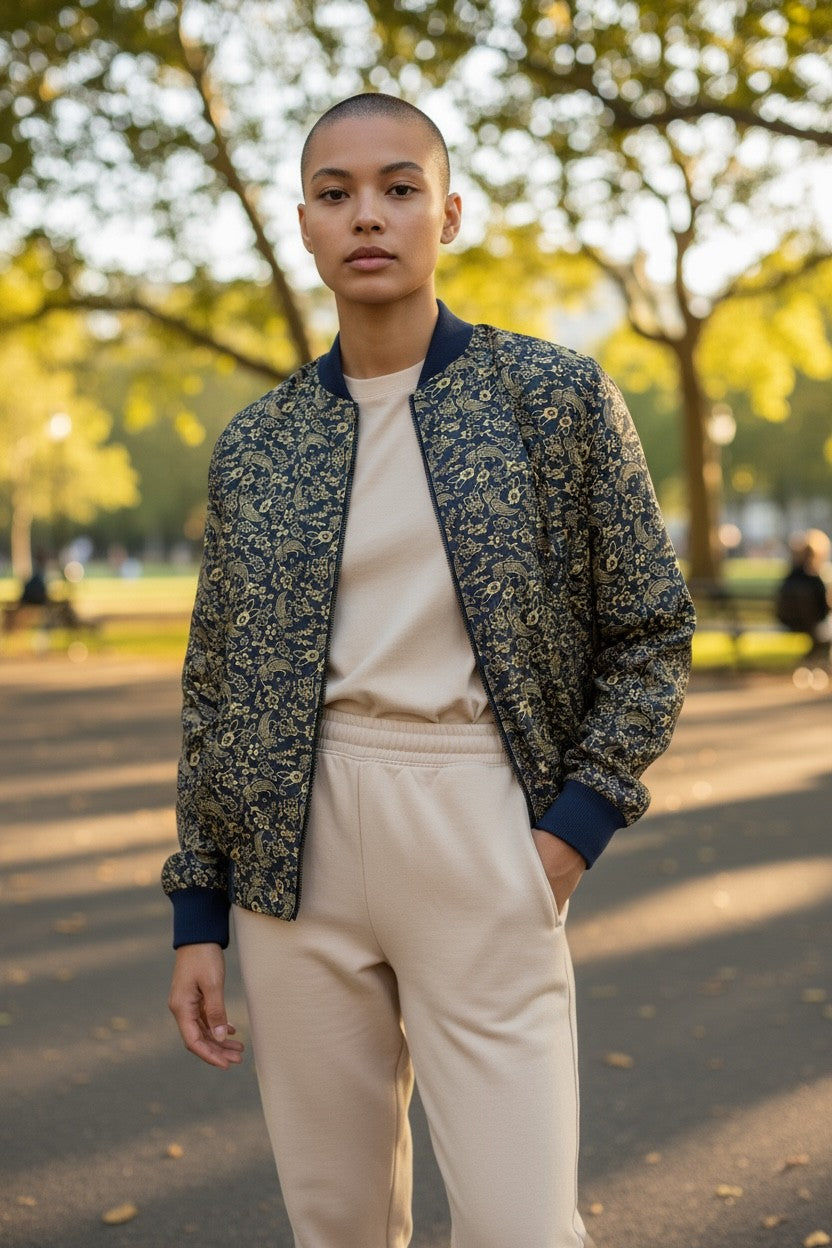 Elsa Reversible Bomber Jacket Papyrus/Navy