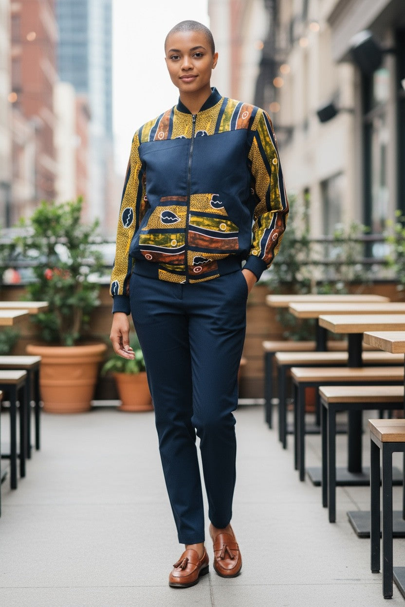 Ankara reversable Bomber Jacket: Bold African Print, Unisex Fashion