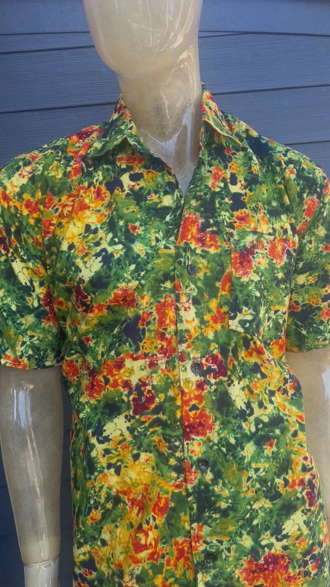 African Men's Thanksgiving Turkey Pumpkin Print Short Sleeve Button Up Cuban Collar T-Shirt Tee