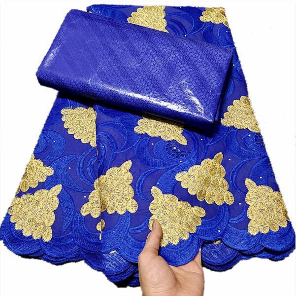 African Swiss Voile Net Lace Fabric High Quality French 100% Cotton Embroidered Lace Bazin Fabrics 2.5+2.5yards For Dress A236