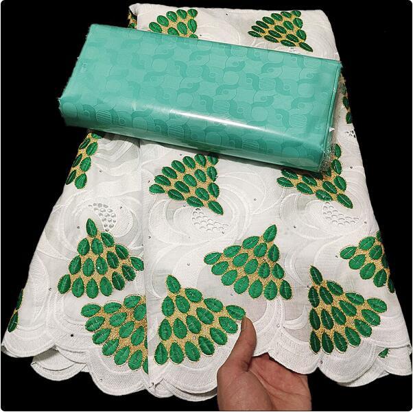 African Swiss Voile Net Lace Fabric High Quality French 100% Cotton Embroidered Lace Bazin Fabrics 2.5+2.5yards For Dress A236