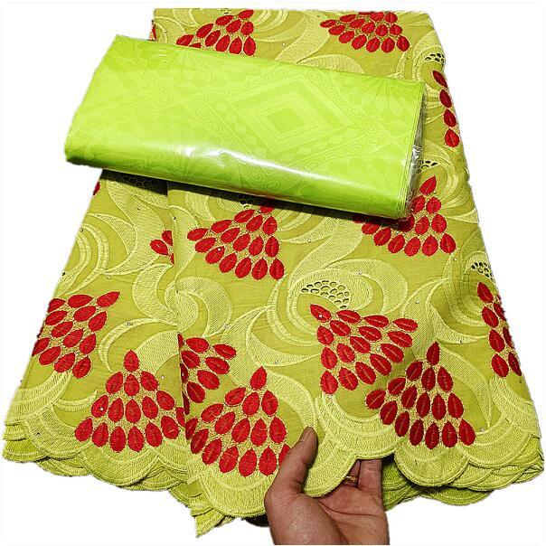 African Swiss Voile Net Lace Fabric High Quality French 100% Cotton Embroidered Lace Bazin Fabrics 2.5+2.5yards For Dress A236