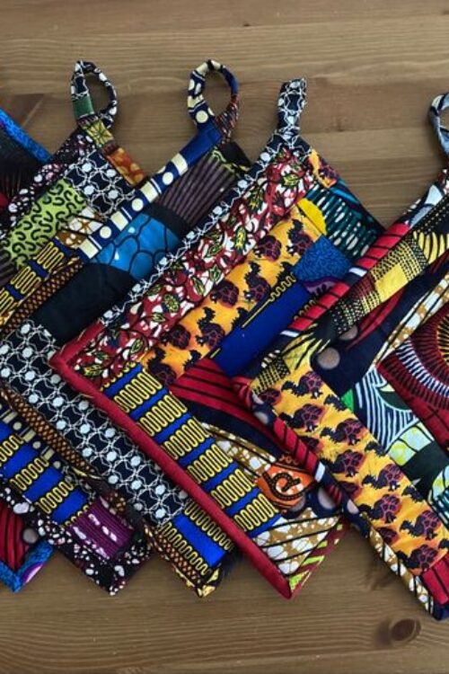 African wax print patchwork potholders