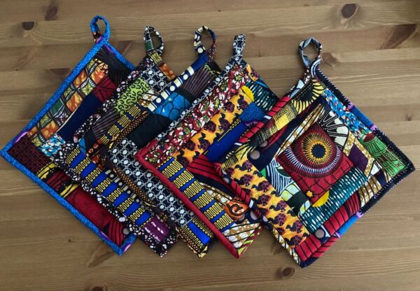 African wax print patchwork potholders